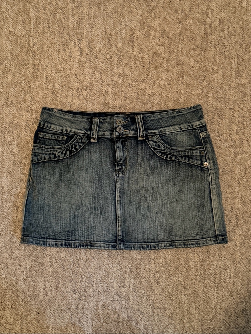 Y2K Denim Mini Skirt in Faded Blue